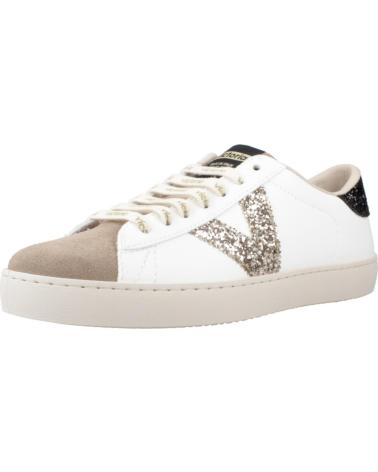 VICTORIA BERLIN 1126228V WHITE GLITTER BLACK HEEL SNEAKERS FOR WOMEN BLANCO