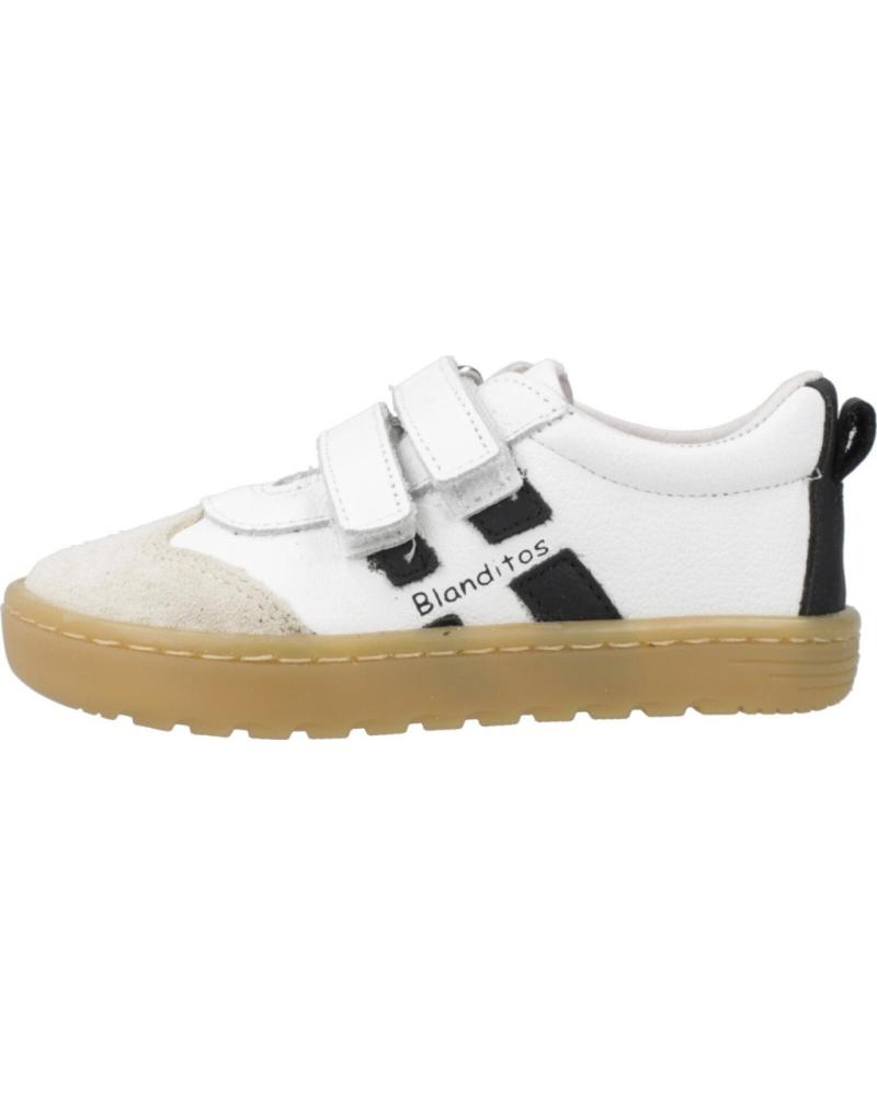 BLANDITOS LISBOA BD - WEISSER BARFUSSSCHUH MIT SCHWARZEN DETAILS UND KLETTVERSCHLUSS BLANCO