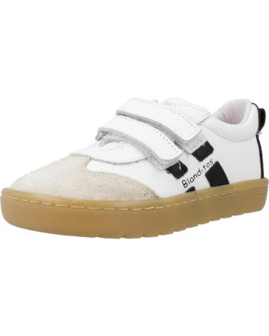 BLANDITOS LISBOA BD - WEISSER BARFUSSSCHUH MIT SCHWARZEN DETAILS UND KLETTVERSCHLUSS BLANCO
