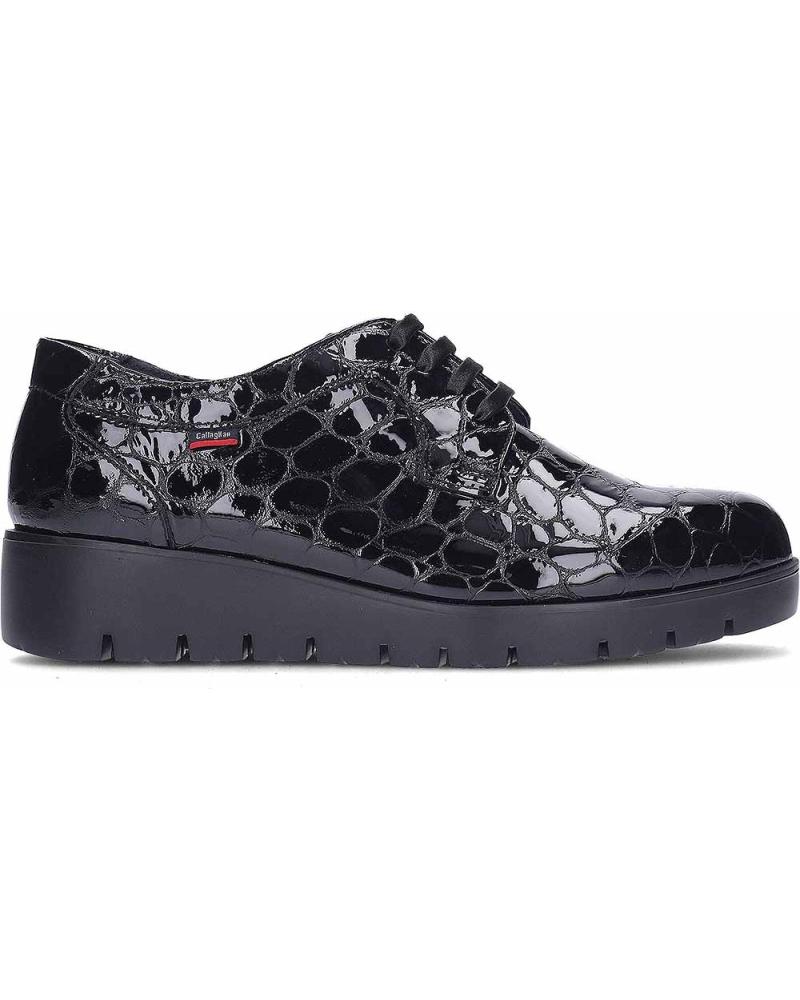 CALLAGHAN SCHUHE 58515 CRETA SCHWARZ SCHNÜRSCHUHE AUS LACKLEDER MIT KROKOPRÄGUNG NEGRO