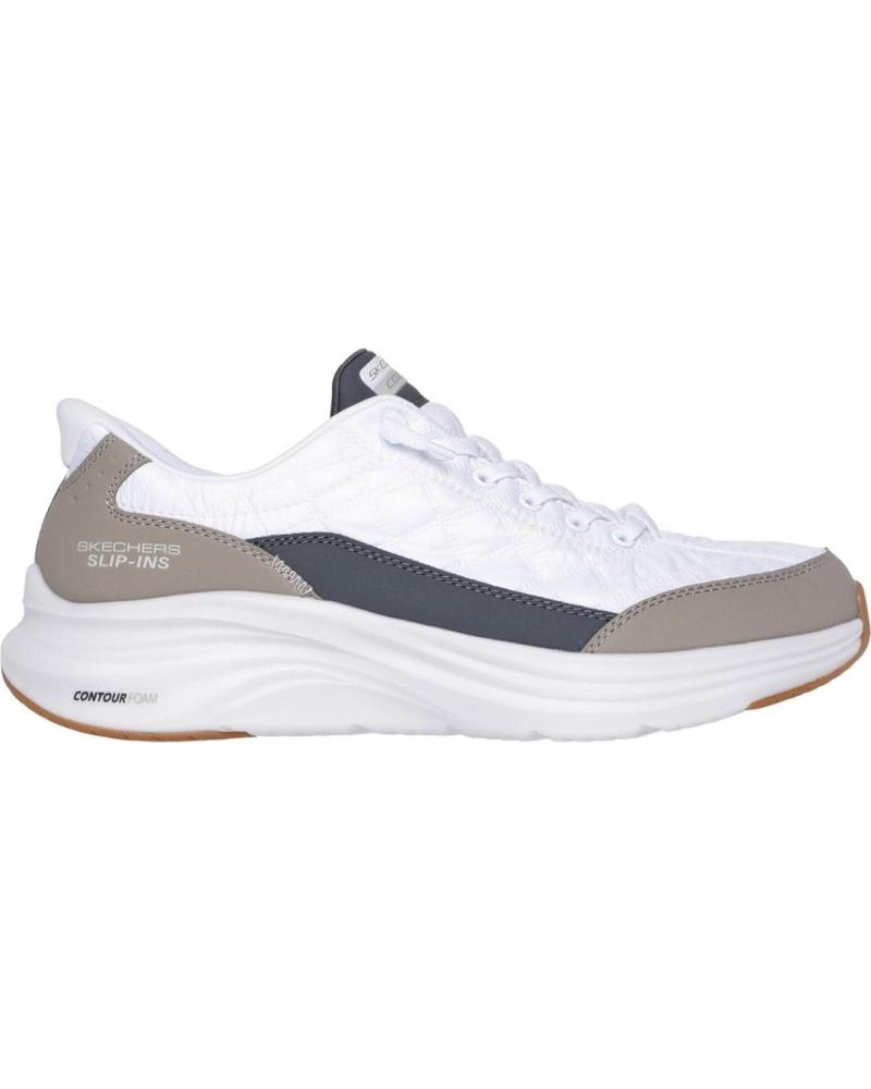 SKECHERS SLIP-INS CONTOUR FOAM COZY FIT 232619 WHITE GREY NAVY WHITE