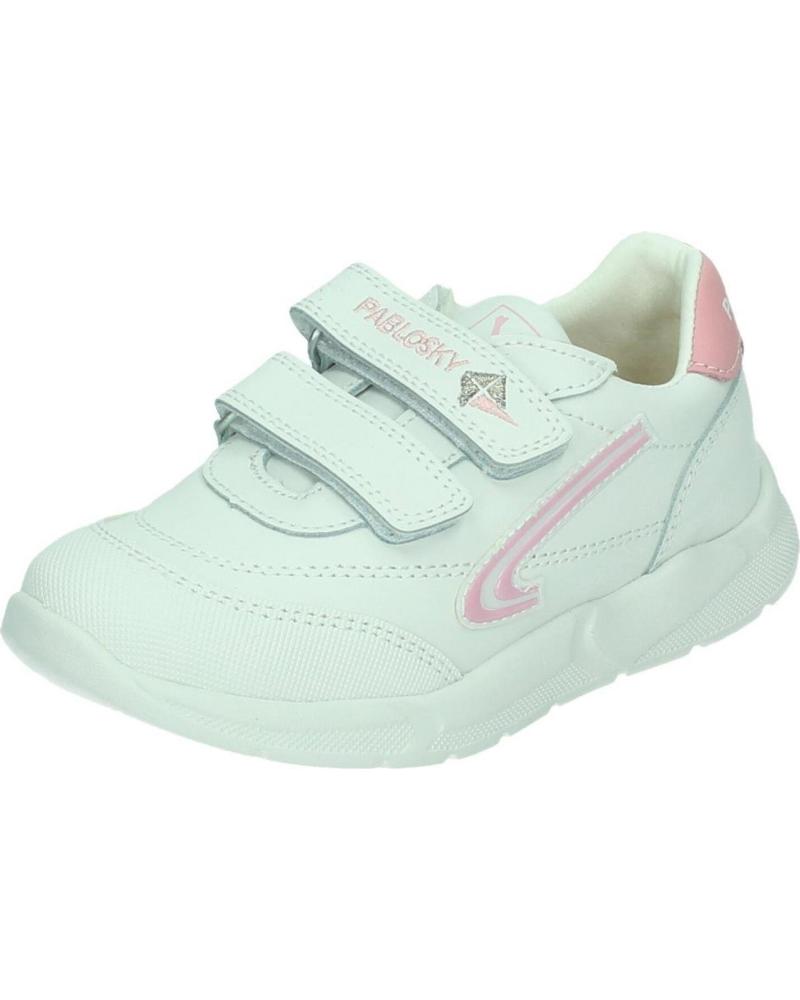 PABLOSKY 278107 - BASKETS BLANCHES ET ROSES AVEC FERMETURE SCRATCH BLANCO-ROSA