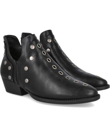 BOTINES NEGROS L&R SHOES H811 CON ABERTURAS LATERALES Y REMACHES NEGRO