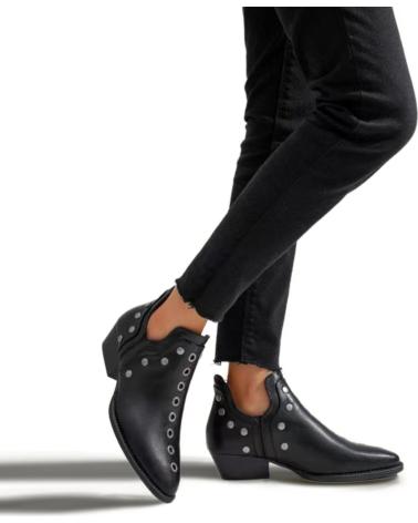 BOTINES NEGROS L&R SHOES H811 CON ABERTURAS LATERALES Y REMACHES NEGRO