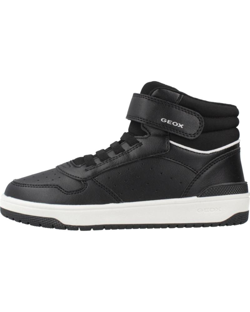 GEOX J WASHIBA C0127 BLACK - HIGH-TOP DESIGN WITH HOOK-AND-LOOP STRAP C0127