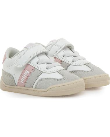 TÊNIS MTNG MUSLONG BAREFOOT 13844 BRANCOS COM DETALHES ROSA FECHO VELCRO 49060C BLANCO