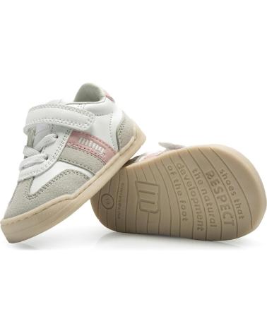TÊNIS MTNG MUSLONG BAREFOOT 13844 BRANCOS COM DETALHES ROSA FECHO VELCRO 49060C BLANCO