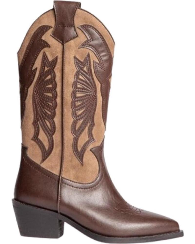 CORINA BOTA COWBOY MARRÓN CON BORDADOS MARRóN
