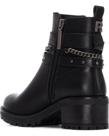 REFRESH BIKER-STIEFELETTE 172918 SCHWARZ MIT NIETEN UND KETTE NEGRO