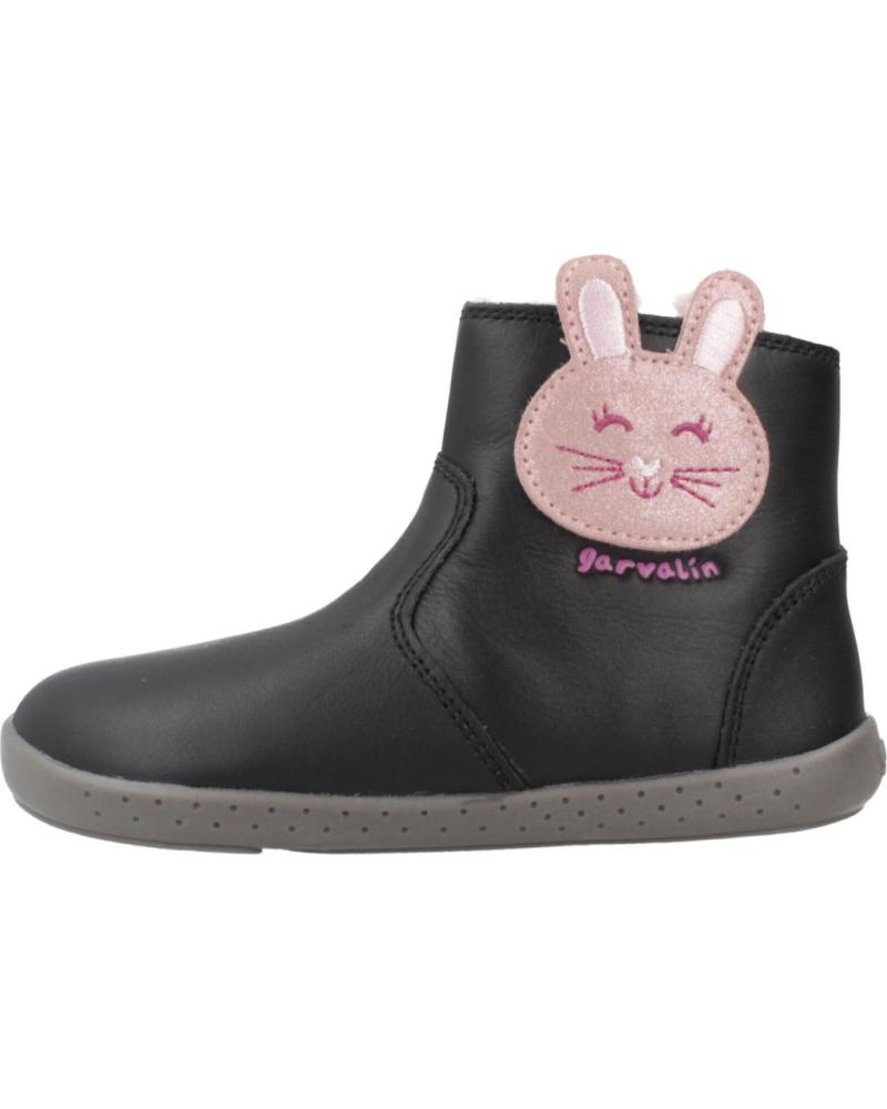 GARVALÍN BOTTINES BAREFOOT 251301 SOFT NOIRES AVEC ORNEMENT LAPIN NEGRO