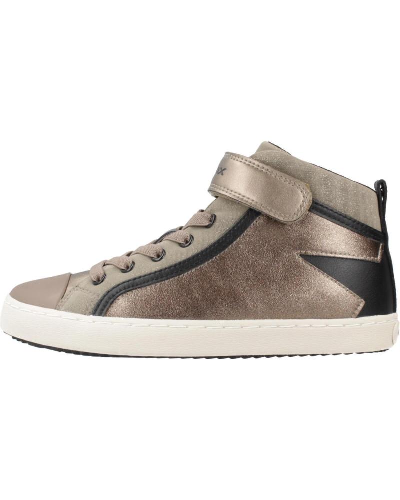 GEOX KALISPERA J C0533 - HIGH-TOP SNEAKERS WITH ELASTIC AND VELCRO, BRONZE-BEIGE C0533