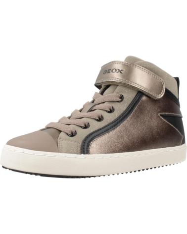 GEOX KALISPERA J C0533 - HIGH-TOP SNEAKERS WITH ELASTIC AND VELCRO, BRONZE-BEIGE C0533
