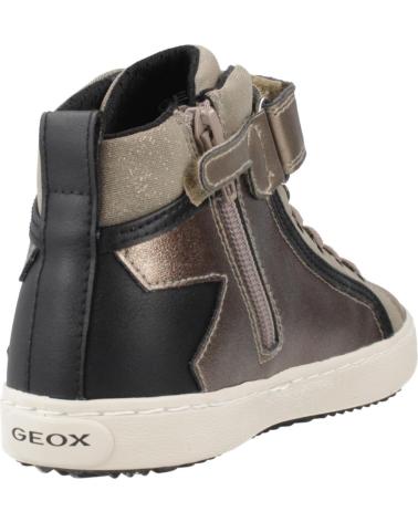 GEOX KALISPERA J C0533 - HIGH-TOP SNEAKERS WITH ELASTIC AND VELCRO, BRONZE-BEIGE C0533