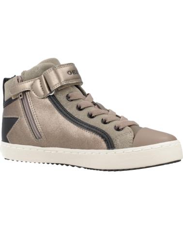 GEOX KALISPERA J C0533 - HIGH-TOP SNEAKERS WITH ELASTIC AND VELCRO, BRONZE-BEIGE C0533