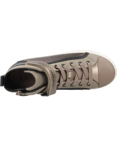 GEOX KALISPERA J C0533 - HIGH-TOP SNEAKERS WITH ELASTIC AND VELCRO, BRONZE-BEIGE C0533