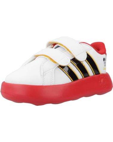 SAPATILHAS ADIDAS GRAND COURT 2.0 CF I MICKEY DISNEY BRANCAS COM DETALHES VERMELHOS E PRETOS BLANCO