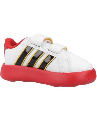 SAPATILHAS ADIDAS GRAND COURT 2.0 CF I MICKEY DISNEY BRANCAS COM DETALHES VERMELHOS E PRETOS BLANCO