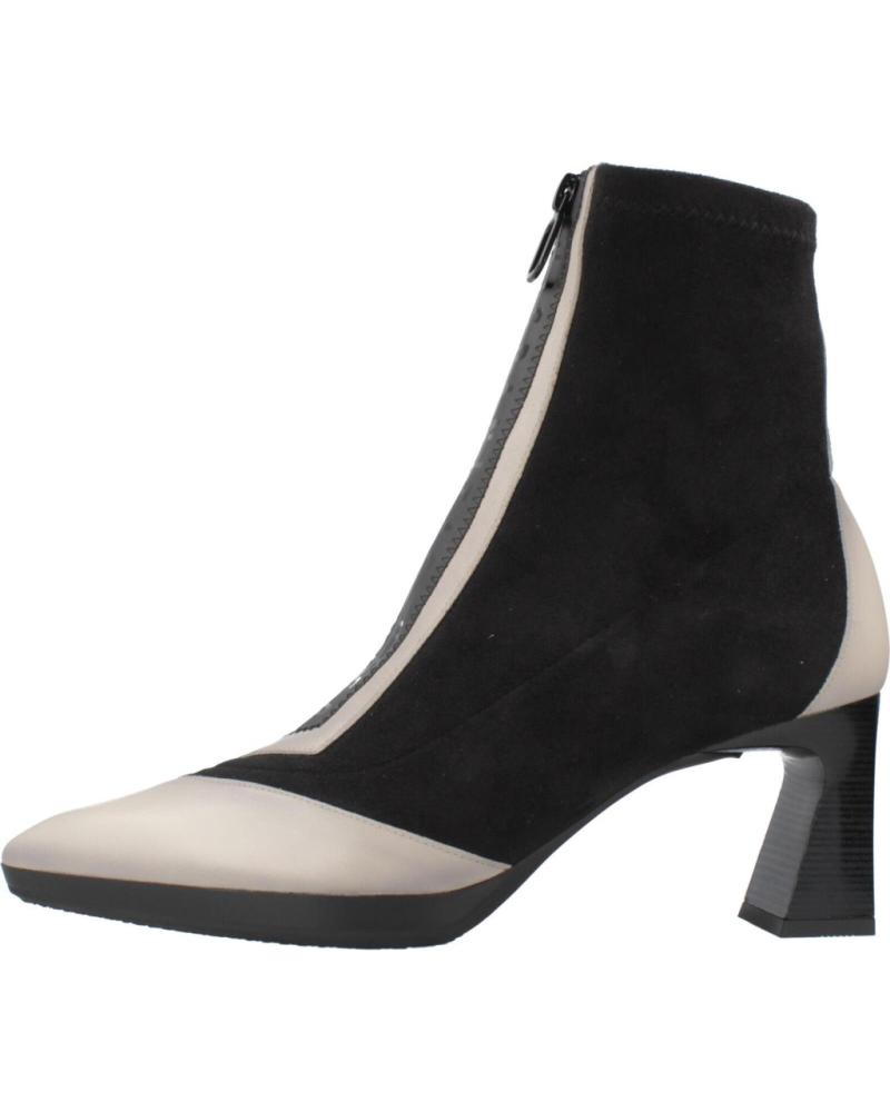 BOTTINES HISPANITAS ATLANTA BHI254186 BICOLORES BEIGE ET NOIR AVEC FERMETURE ÉCLAIR FRONTALE CREAM