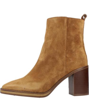 BOTINES ALPE VALLEY DE PIEL VUELTA MARRÓN CLARO CON TACÓN BLOQUE CUERO