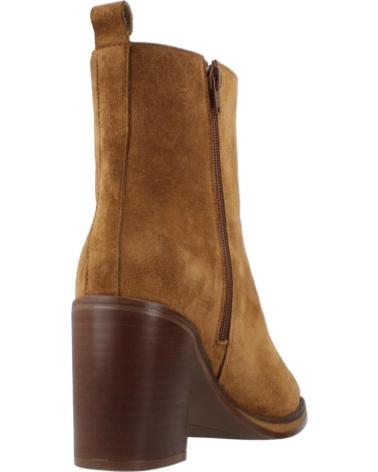 BOTINES ALPE VALLEY DE PIEL VUELTA MARRÓN CLARO CON TACÓN BLOQUE CUERO