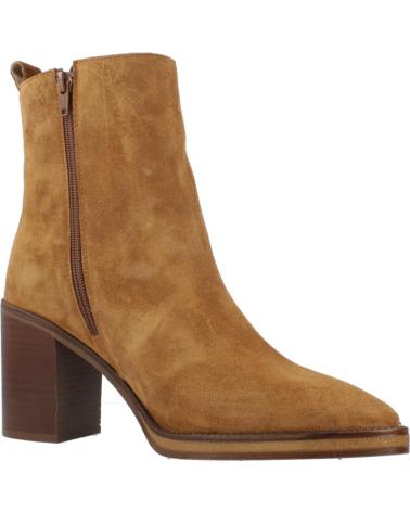 BOTINES ALPE VALLEY DE PIEL VUELTA MARRÓN CLARO CON TACÓN BLOQUE CUERO