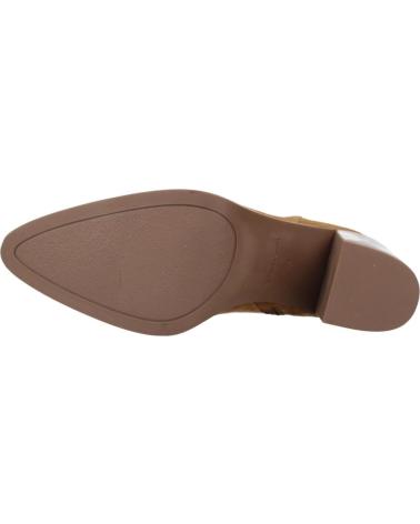 BOTINES ALPE VALLEY DE PIEL VUELTA MARRÓN CLARO CON TACÓN BLOQUE CUERO