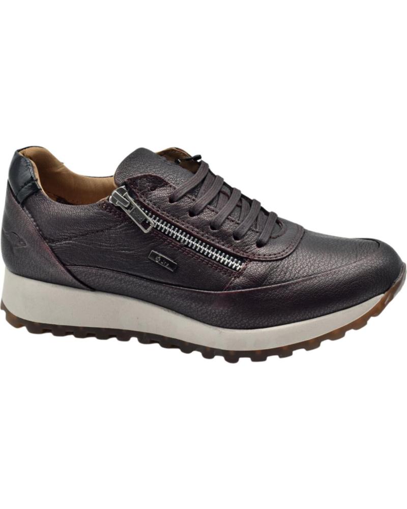 SNEAKERS CASUAL KANGAROOS IN PELLE METALLIZZATA BORDEAUX CON CERNIERA ROJO