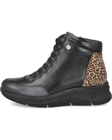PITILLOS 10754 FLACHE STIEFELETTEN SCHWARZ MIT ANIMAL-PRINT-DETAIL NEGRO