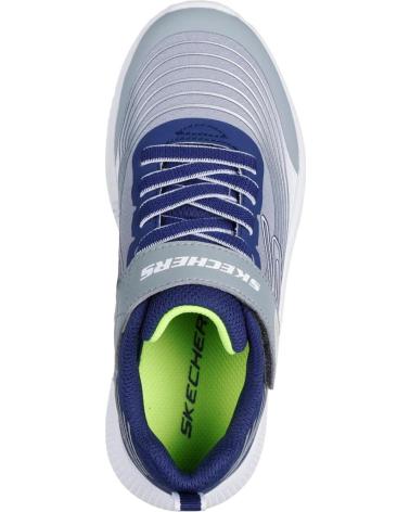 TÊNIS SKECHERS MICROSPEC ADVANCE INFANTIL AZUL CINZA COM FECHO ADERENTE GRIS