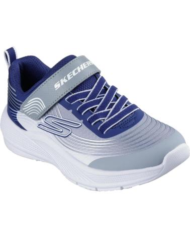 TÊNIS SKECHERS MICROSPEC ADVANCE INFANTIL AZUL CINZA COM FECHO ADERENTE GRIS