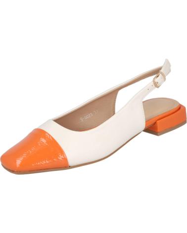 L&R SHOES S-5023 BALLERINE DÉCOLLETÉE BICOLORE ORANGE ET BLANC BOUT CARRÉ NARANJA