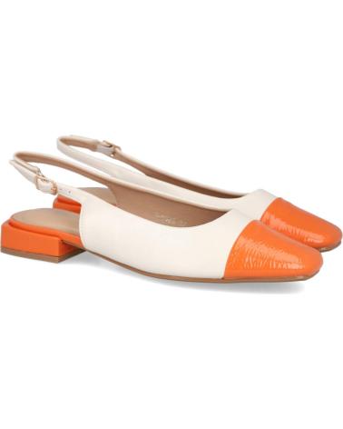 L&R SHOES S-5023 BALLERINE DÉCOLLETÉE BICOLORE ORANGE ET BLANC BOUT CARRÉ NARANJA