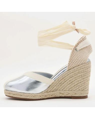 COMPENSÉES AZAREY 494J546 EN JUTE MÉTALLISÉ ARGENTÉ AVEC LIENS À LA CHEVILLE GRIS