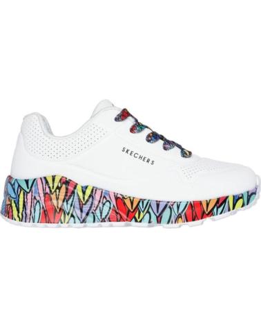SKECHERS UNO LITE SUBTLE LOVE WHITE SNEAKERS WITH MULTICOLOR SOLE VARIOS COLORES