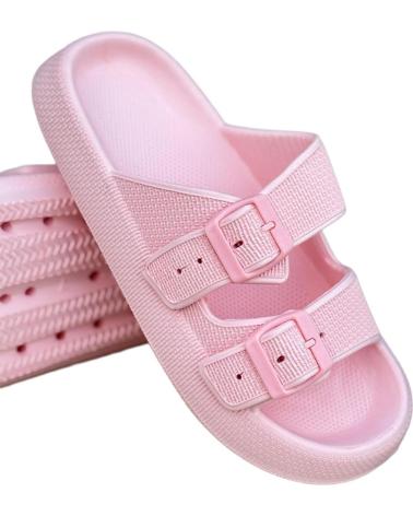 L&R SHOES VG323 TONGS DE PLAGE ET PISCINE À DOUBLE BRIDE ET BOUCLES ROSE ROSA