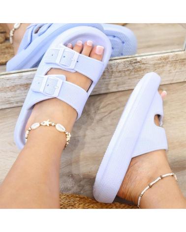 L&R SHOES VG323 TONGS DE PLAGE ET PISCINE À BOUCLES RÉGLABLES BLEU CIEL AZUL