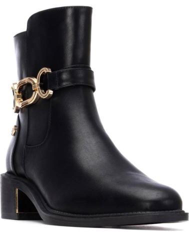 XTI ANKLE BOOTS 144398 BLACK WITH DECORATIVE GOLD CHAIN NEGRO