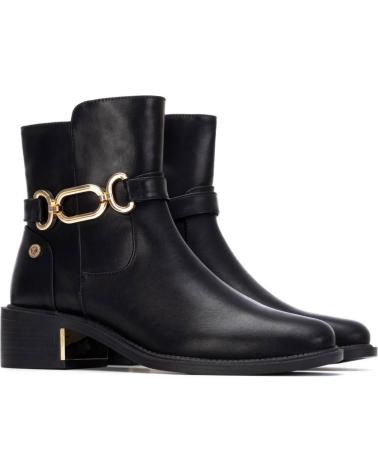 XTI ANKLE BOOTS 144398 BLACK WITH DECORATIVE GOLD CHAIN NEGRO
