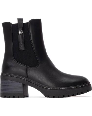 XTI BIKER ANKLE BOOT 144456 BLACK WITH ELASTIC PANELS AND PLATFORM NEGRO