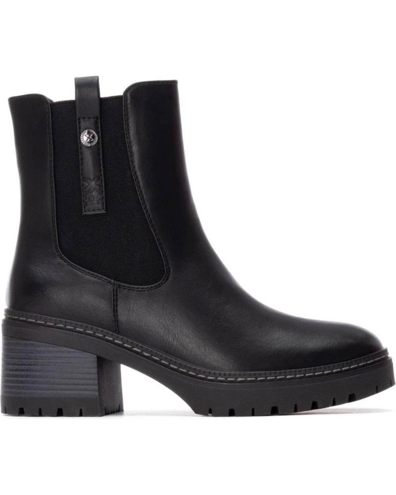 XTI BIKER ANKLE BOOT 144456 BLACK WITH ELASTIC PANELS AND PLATFORM NEGRO