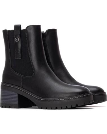 XTI BIKER ANKLE BOOT 144456 BLACK WITH ELASTIC PANELS AND PLATFORM NEGRO