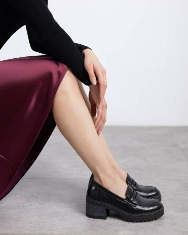 MOCASSINS XTI 144457 NOIRS AVEC TALON ET SEMELLE CRANTÉE NEGRO