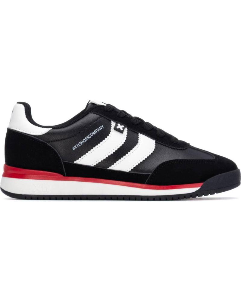 ZAPATILLAS CASUAL XTI 144587 NEGRAS CON DETALLES BLANCOS Y ROJOS NEGRO