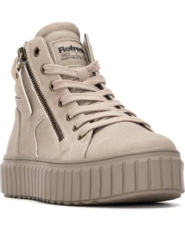 REFRESH BOTINES SNEAKER BEIGE 172891 CON PLATAFORMA Y CREMALLERA LATERAL BEIGE