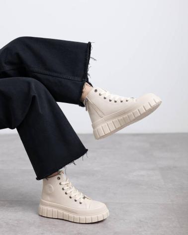 BOTAS DE CAÑA ALTA REFRESH 173076 BEIGE CON SUELA TRACK BEIGE