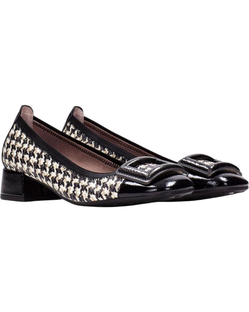 HISPANITAS HI254318 - ESCARPIN À TALON AVEC MOTIF CARREAUX ET BOUCLE NEGRO