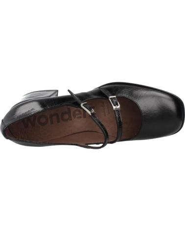 WONDERS H6404 BLACK BLOCK HEEL BALLERINAS NEGRO