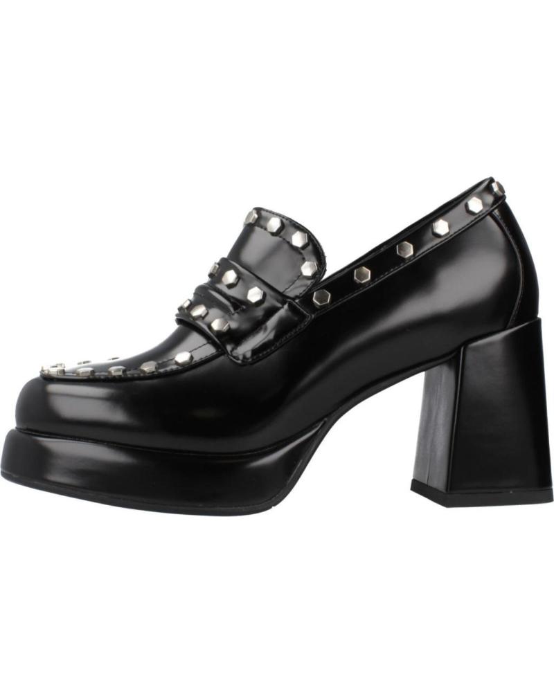 PLATFORM HEELED LOAFERS WITH STUDS NOA HARMON MODEL 9838N BLACK NEGRO