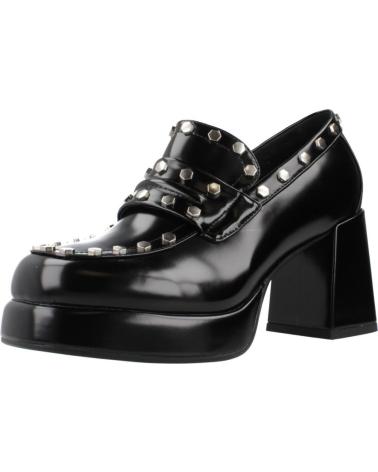 PLATFORM HEELED LOAFERS WITH STUDS NOA HARMON MODEL 9838N BLACK NEGRO