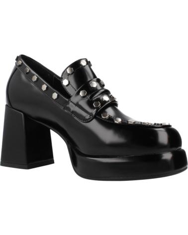PLATFORM HEELED LOAFERS WITH STUDS NOA HARMON MODEL 9838N BLACK NEGRO